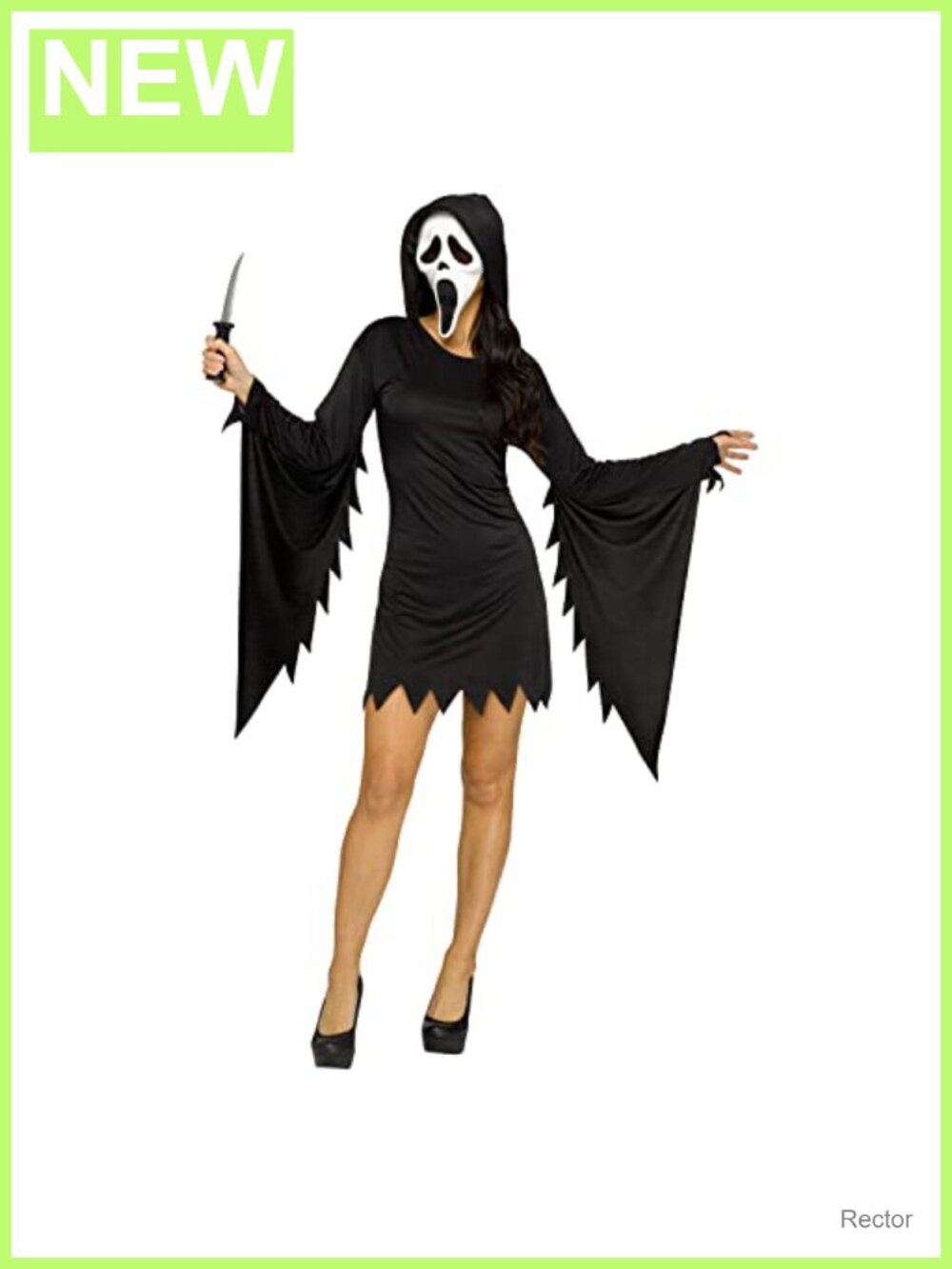Fun World Ghost Face Glamour Adult Costume Mask Hooded Dress